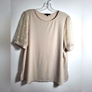 Elegant Beige Top with Sheer Sleeves